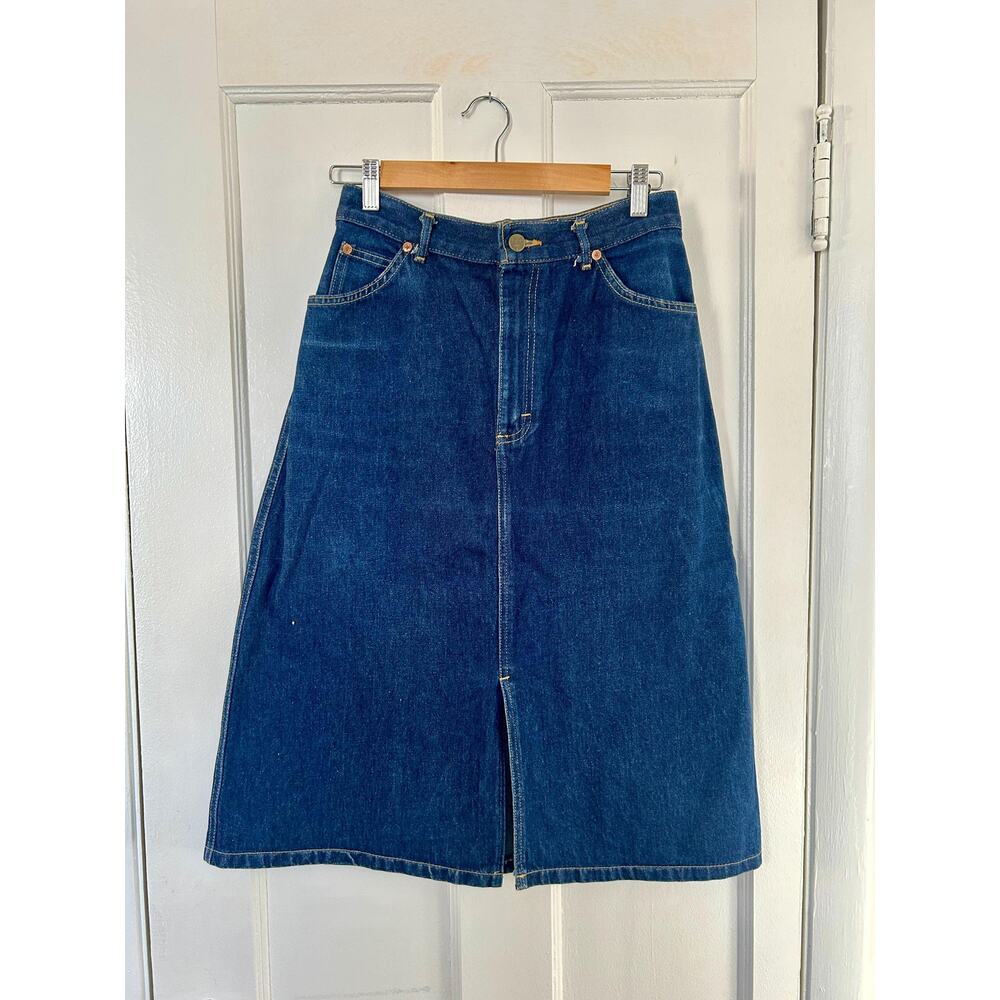 Vintage Indigo Denim Midi Skirt